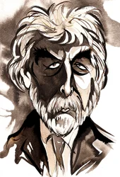 Sir Harrison Birtwistle - svartvit karikatyr